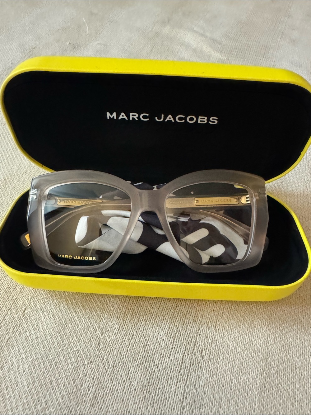 Marc Jacobs Translucent blush Oversized Square Glasses - can add your script to